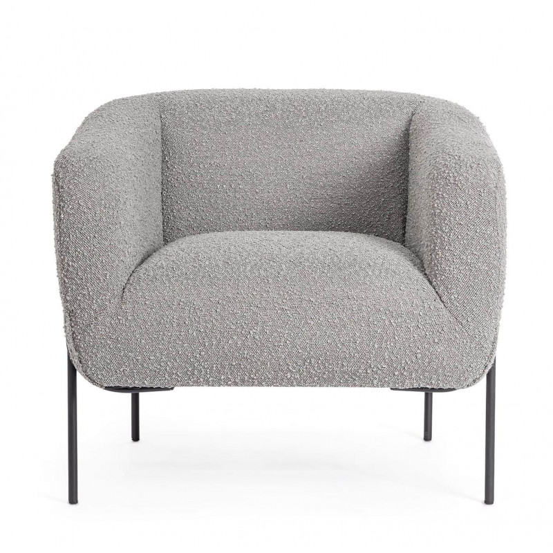 FAUTEUIL CARRÉ DE DÉTENTE EN TISSU BOUCLETTE CLAUDINE
