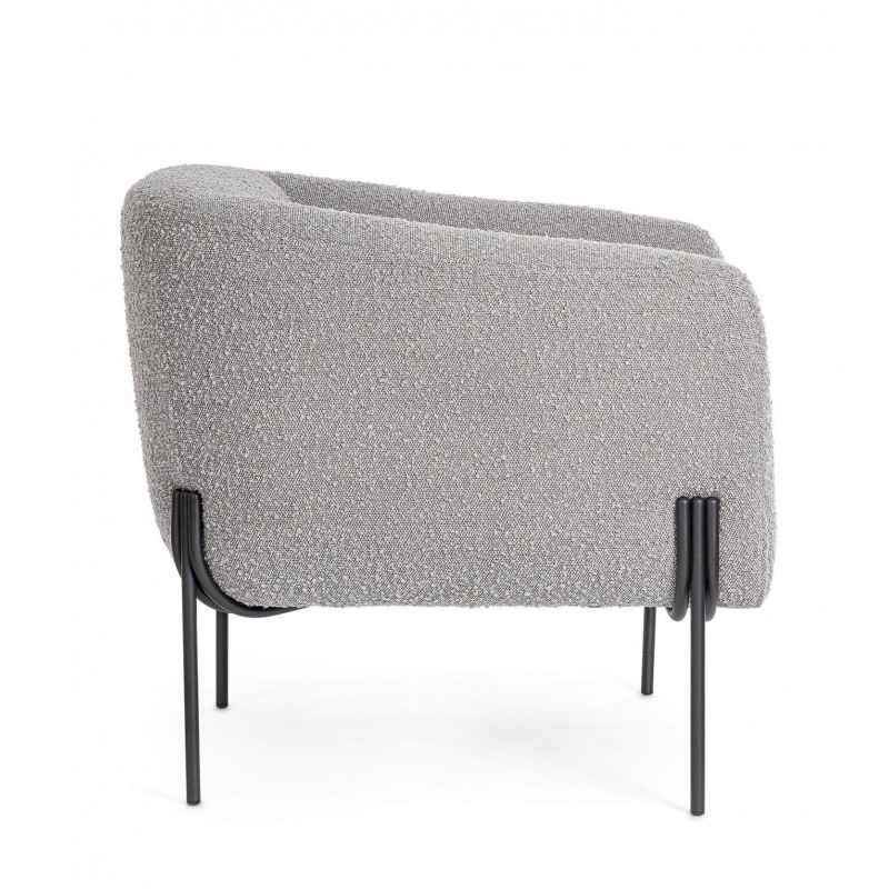 FAUTEUIL CARRÉ DE DÉTENTE EN TISSU BOUCLETTE CLAUDINE