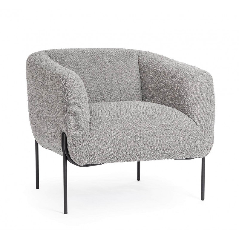 FAUTEUIL CARRÉ DE DÉTENTE EN TISSU BOUCLETTE CLAUDINE