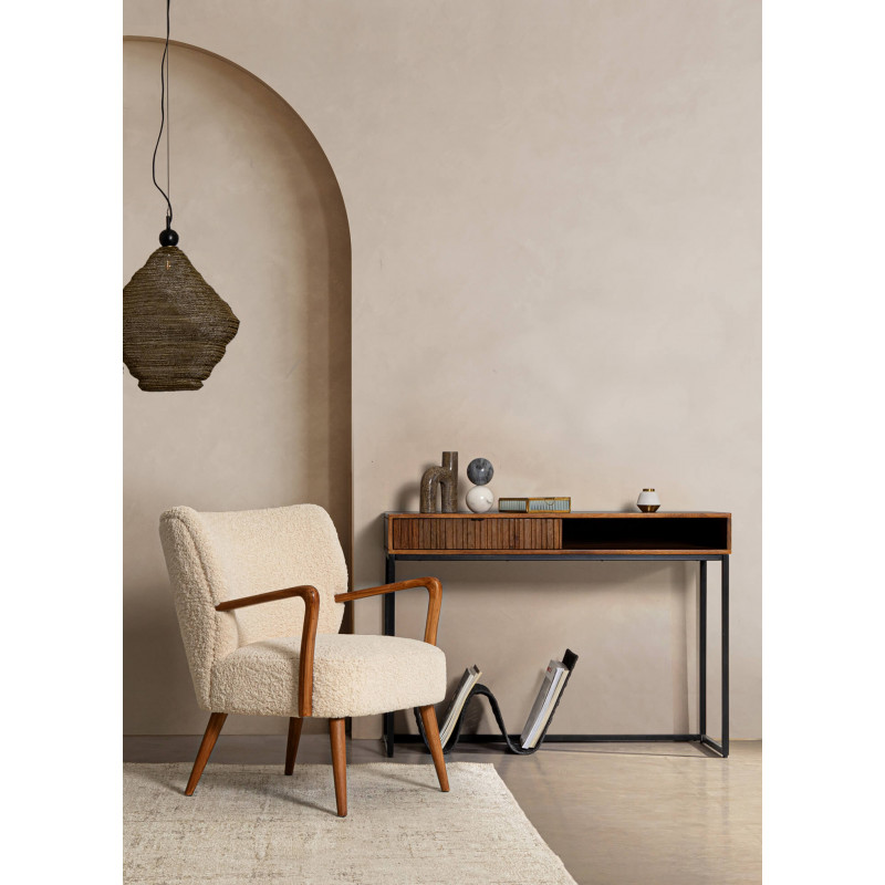 FAUTEUIL COZY ET CONTEMPORAIN EN BOIS ET TISSU MORITZ