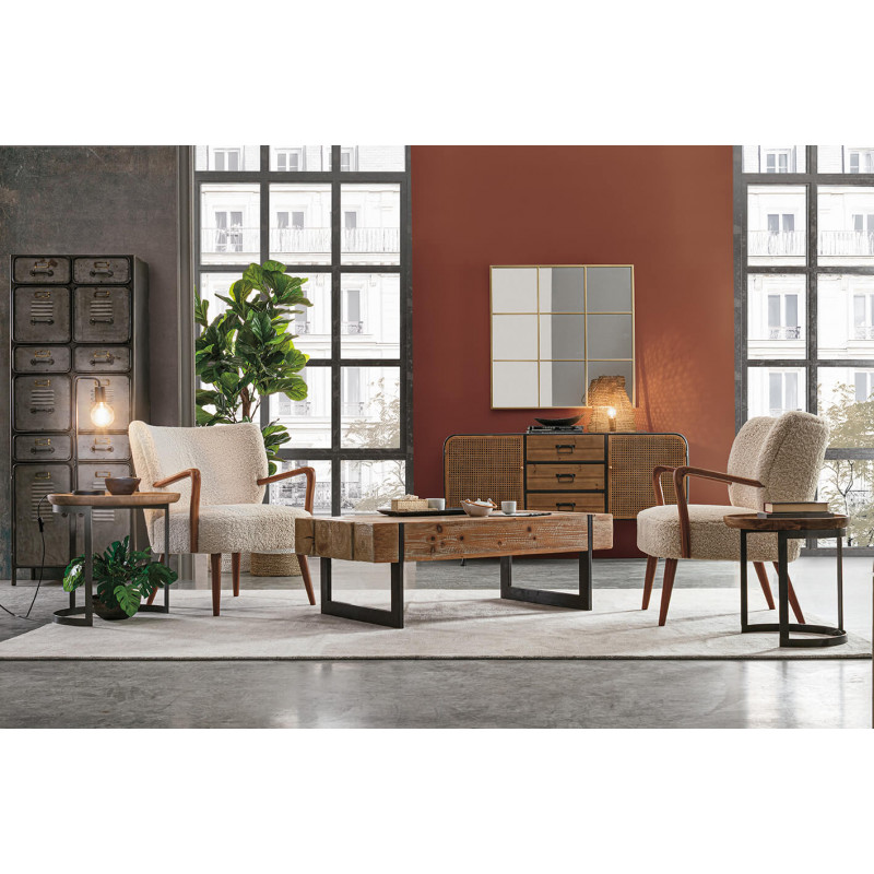 FAUTEUIL COZY ET CONTEMPORAIN EN BOIS ET TISSU MORITZ