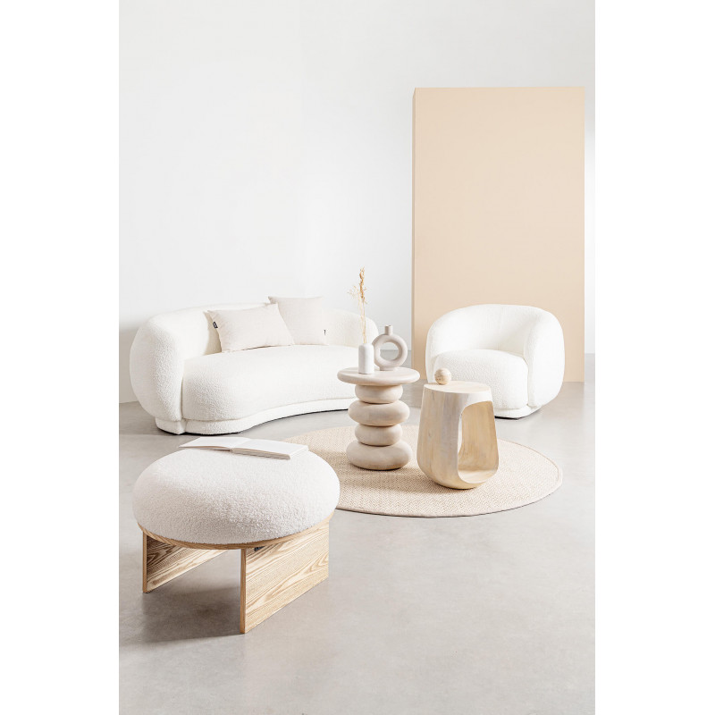 FAUTEUIL ROND COCOONING EN TISSU BLANC TECLA