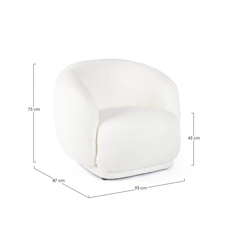 FAUTEUIL ROND COCOONING EN TISSU BLANC TECLA