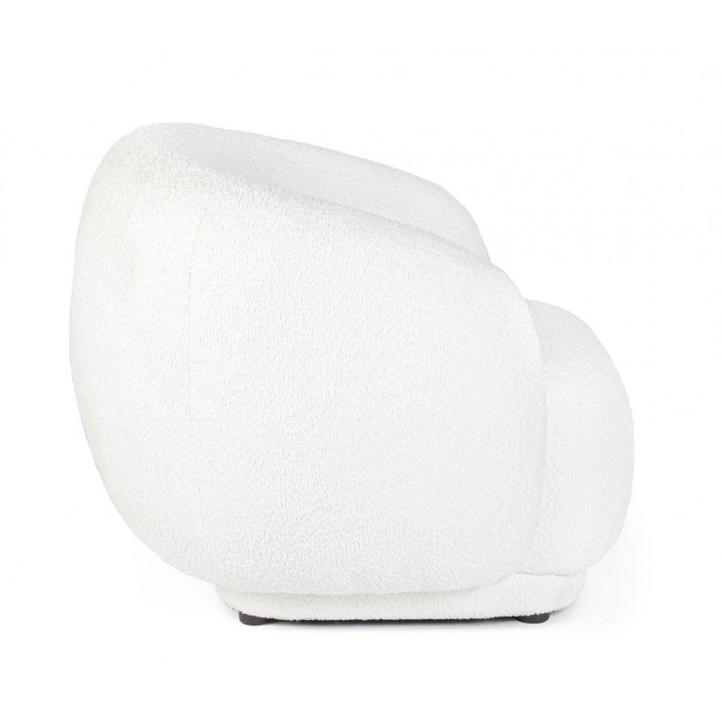 FAUTEUIL ROND COCOONING EN TISSU BLANC TECLA