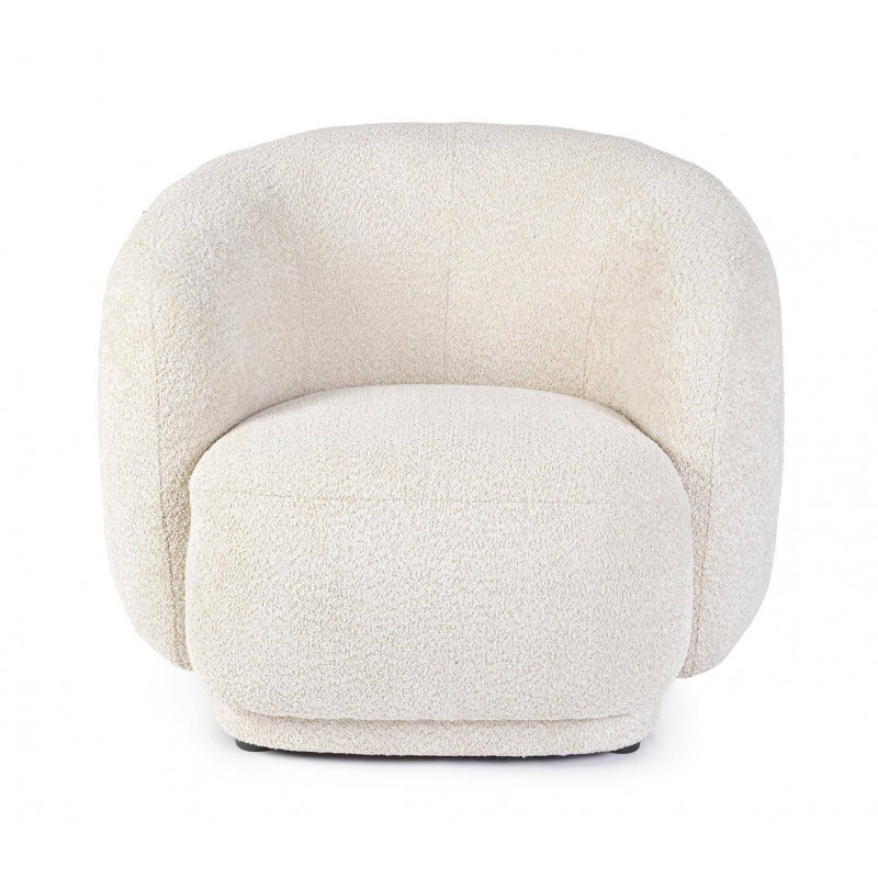 FAUTEUIL ROND COCOONING EN TISSU BLANC TECLA