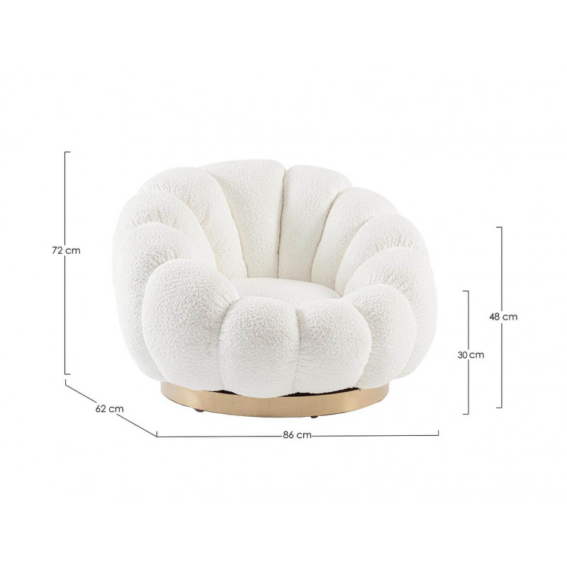 FAUTEUIL RETRO ROND EN TISSU COCOONING FLOREL
