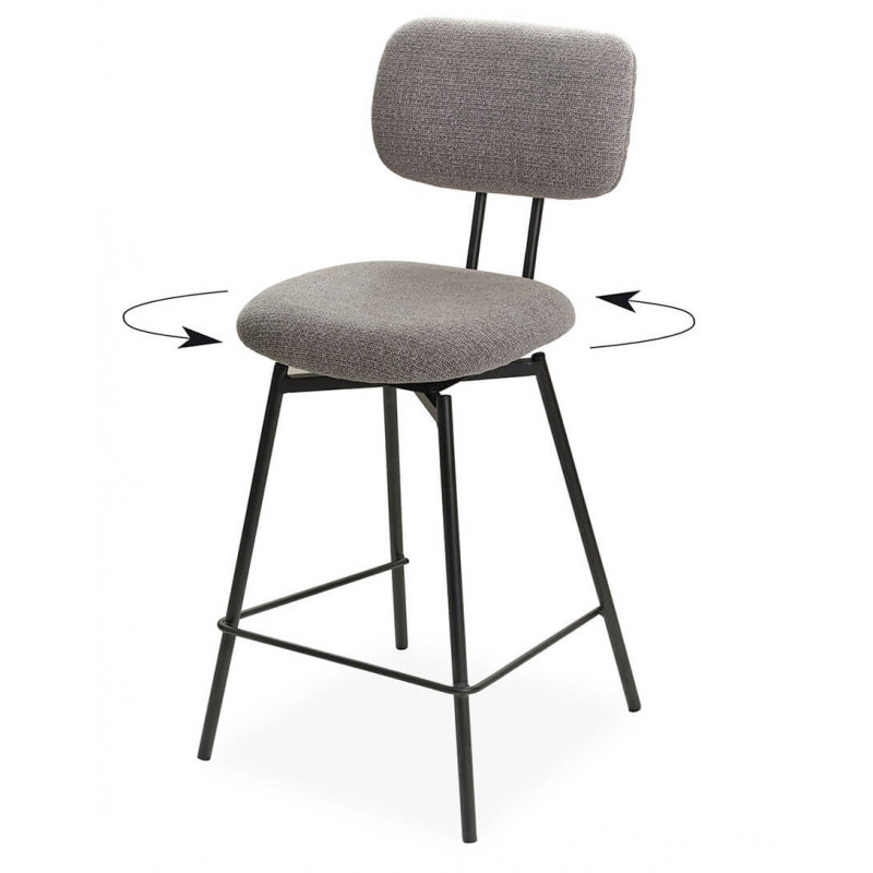 CHAISE D'ÎLOT PIVOTANTE EN TISSU TEMPO GRIS CLAIRE