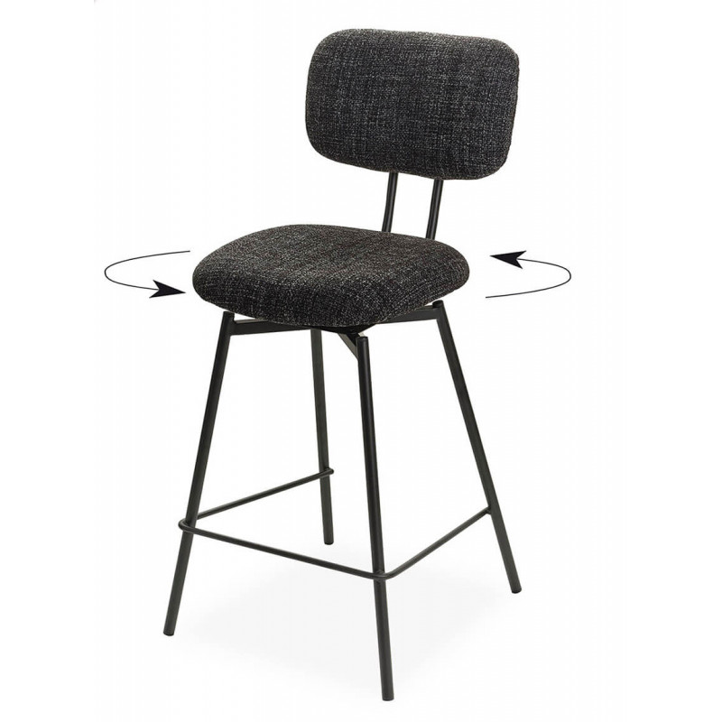 CHAISE D'ÎLOT PIVOTANTE EN TISSU TEMPO ANTHRACITE