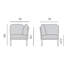 FAUTEUIL D'ANGLE MODULABLE D'EXTÉRIEUR KOMODO