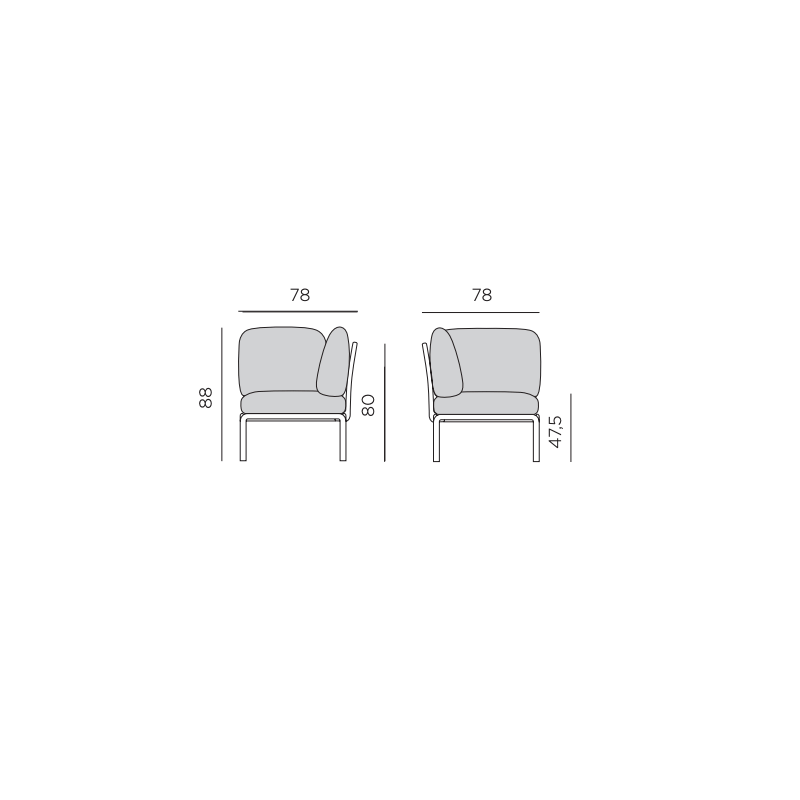 FAUTEUIL D'ANGLE MODULABLE D'EXTÉRIEUR KOMODO