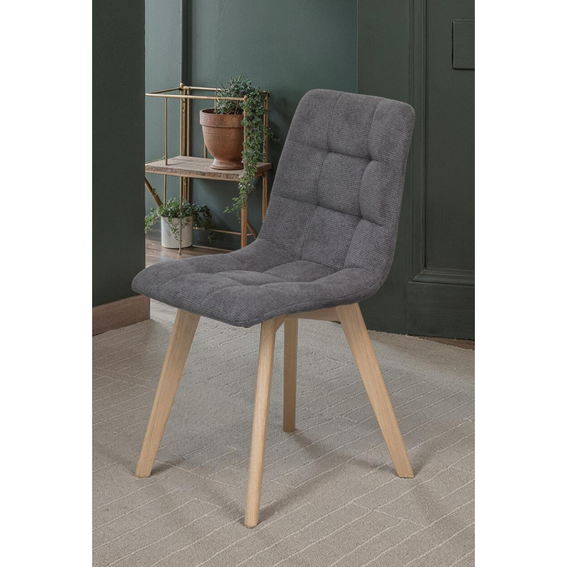 CHAISE EN BOIS DE CHÊNE ET TISSU CHILLY