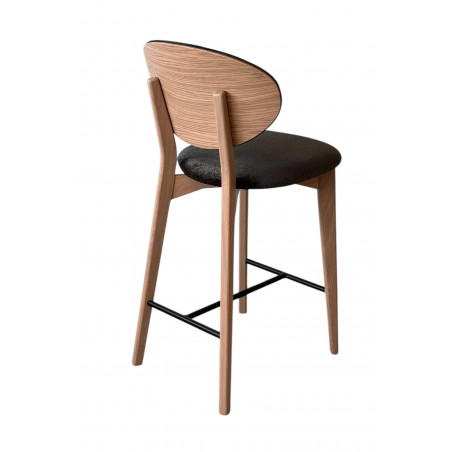 TABOURET CONTEMPORAIN DOSSIER BOIS ET TISSU THALES