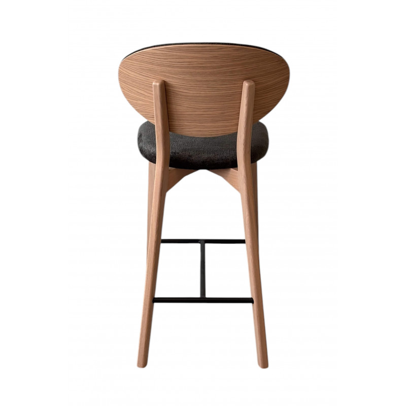 TABOURET CONTEMPORAIN DOSSIER BOIS ET TISSU THALES