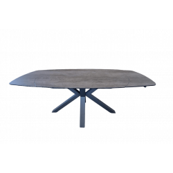 TABLE OVALE EXTENSIBLE EN CÉRAMIQUE GRISE OPALE PROMOTION