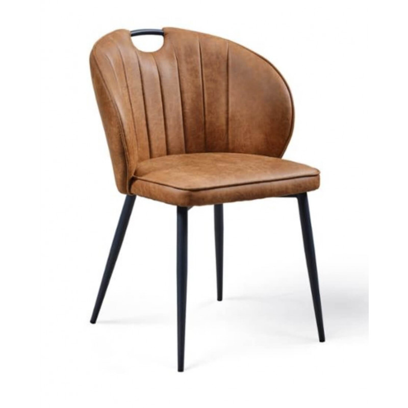 CHAISE RETRO SIMIICUIR ELTON CAMEL