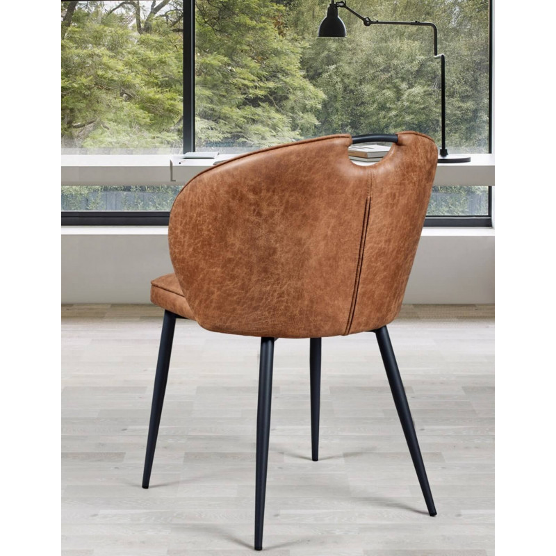 CHAISE RETRO SIMIICUIR ELTON CAMEL