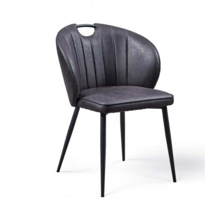 CHAISE RETRO SIMIICUIR ELTON  NOIR