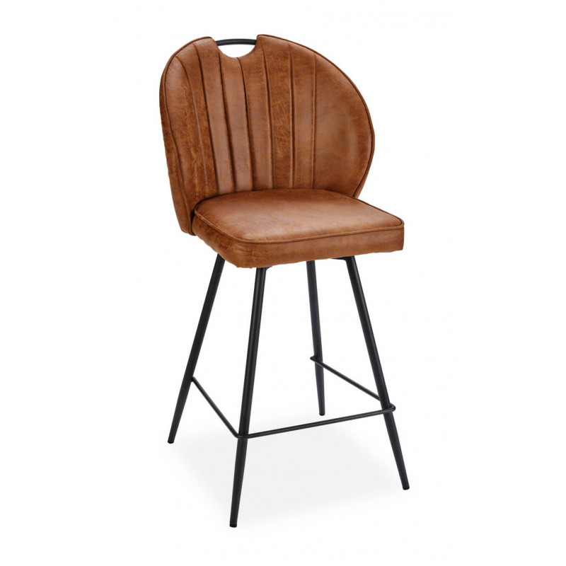CHAISE D'ÎLOT HAUTE EN SIMILICUIR RÉTRO ELTON COGNAC CHAISE D'ÎLOT HAUTE EN SIMILICUIR RÉTRO ELTON COGNAC
