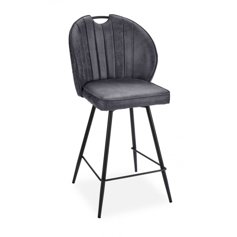 CHAISE D'ÎLOT HAUTE EN SIMILICUIR RÉTRO ELTON GRIS