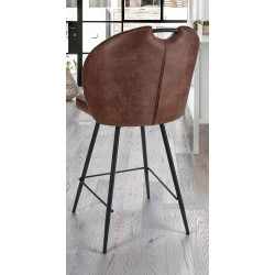 CHAISE D'ÎLOT HAUTE EN SIMILICUIR RÉTRO ELTON PIVOTANT BRUN
