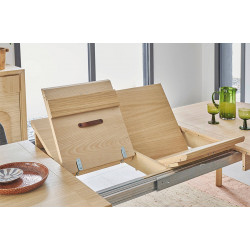 TABLE EN CHÊNE TONNEAU ANGLES ARRONDIS EXTENSIBLE