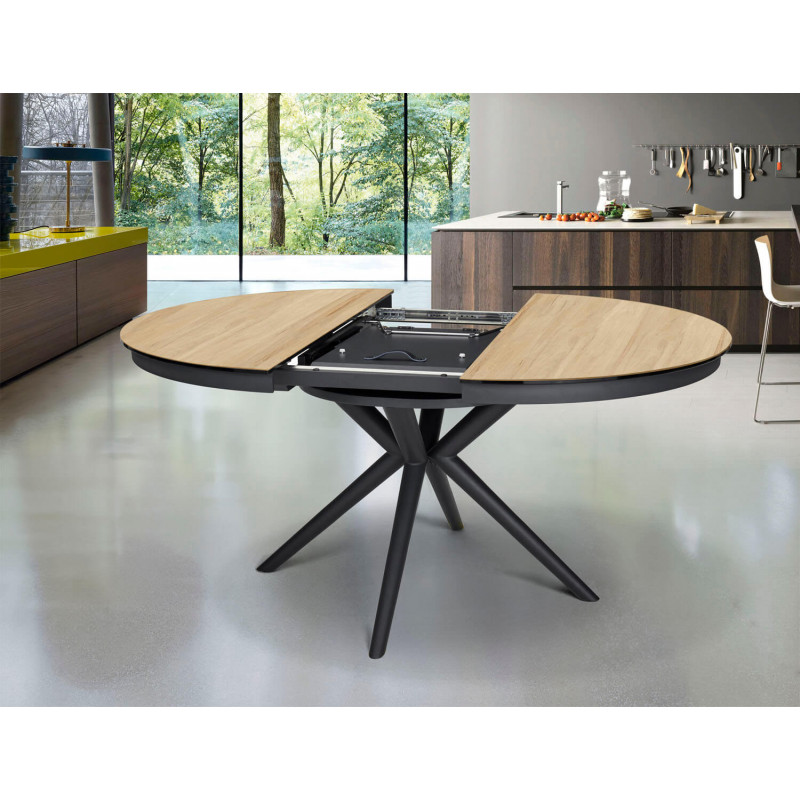 TABLE RONDE EXTENSIBLE EN CÉRAMIQUE BOIS CLARA
