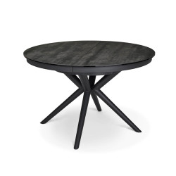 TABLE RONDE EXTENSIBLE EN CÉRAMIQUE GRISE CLARA