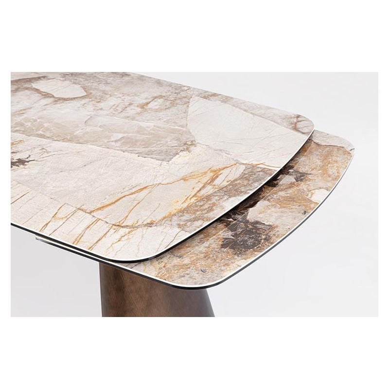 TABLE MODERNE EN CÉRAMIQUE EXTENSIBLE CILE MARBRE BRILLANT MARRON