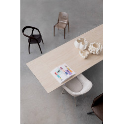 TABLE CÉRAMIQUE EXTENSIBLE EN TRAVERTIN ET NOYER MAIKKI