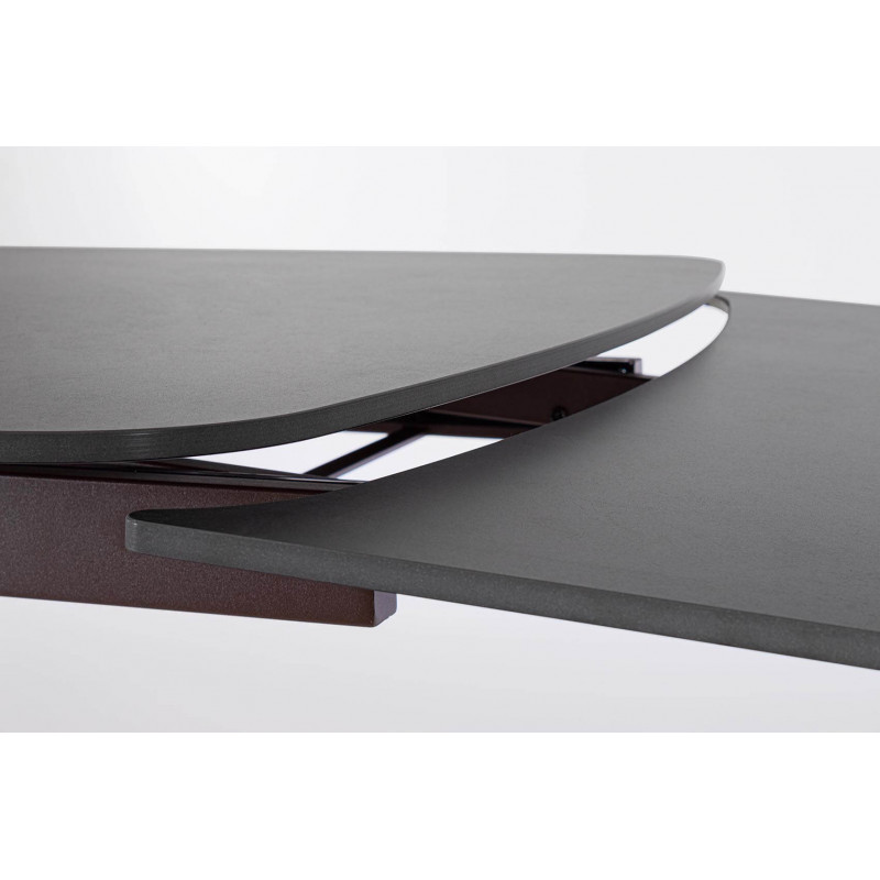 TABLE EN CÉRAMIQUE travertin EXTENSIBLE PIEDS NOYER MARITTA