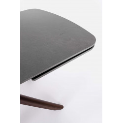 TABLE EN CÉRAMIQUE travertin EXTENSIBLE PIEDS NOYER MARITTA