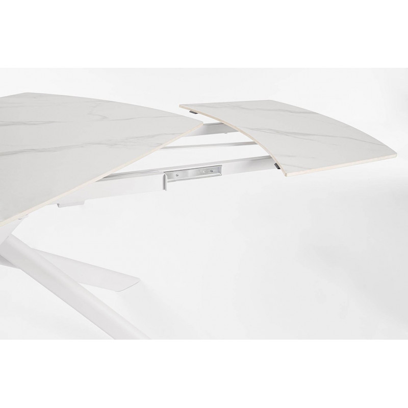 PETITE TABLE CÉRAMIQUE EXTENSIBLE JOAKIM MARBRE BLANC