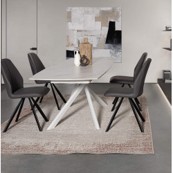 PETITE TABLE CÉRAMIQUE EXTENSIBLE JOAKIM MARBRE BLANC