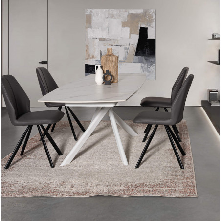 PETITE TABLE CÉRAMIQUE EXTENSIBLE JOAKIM MARBRE BLANC