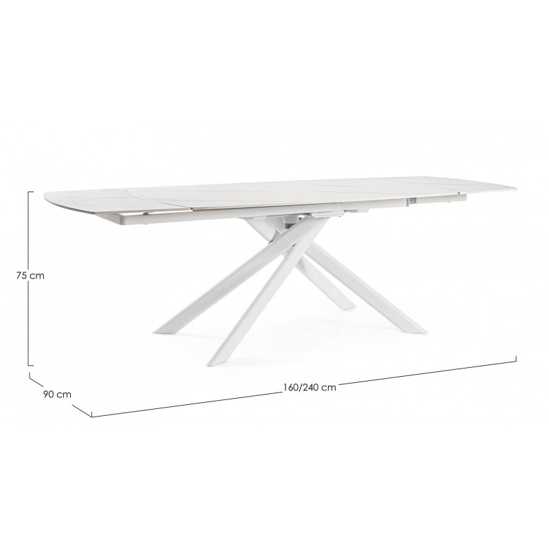PETITE TABLE CÉRAMIQUE EXTENSIBLE JOAKIM MARBRE BLANC