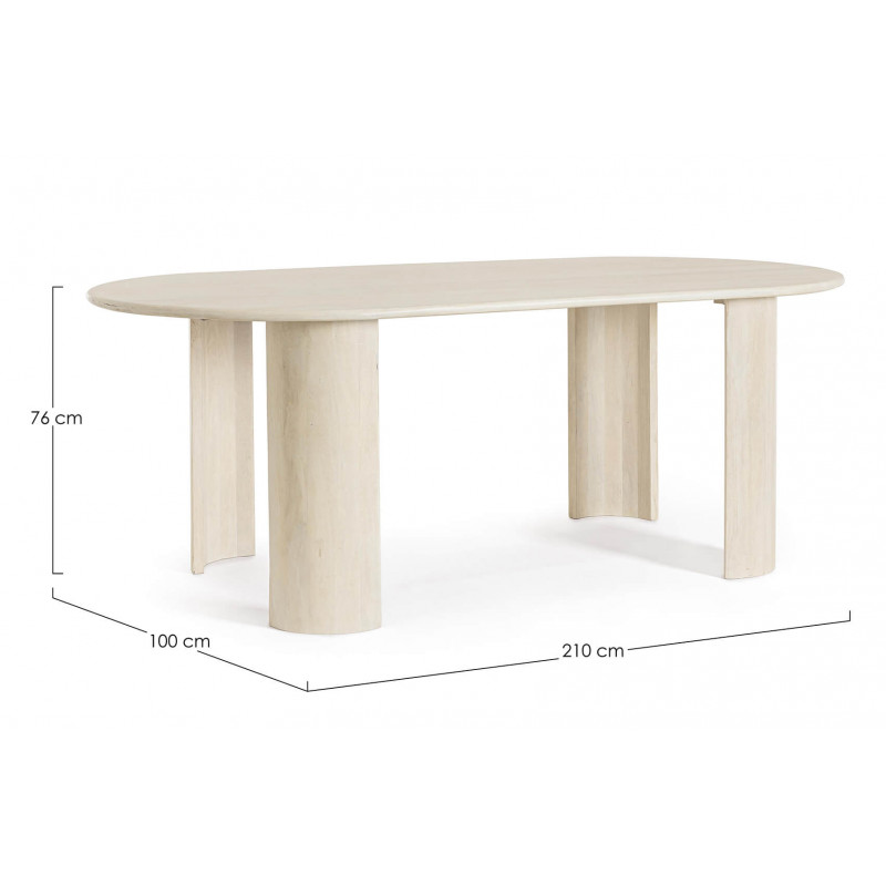 TABLE OVALE BLANCHE EN BOIS DE MANGUIER ORLANDO