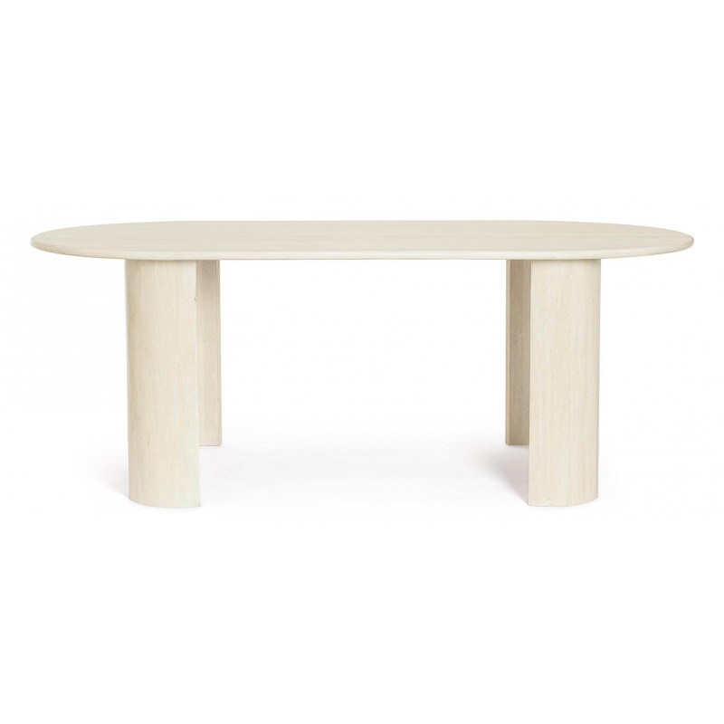 TABLE OVALE BLANCHE EN BOIS DE MANGUIER ORLANDO