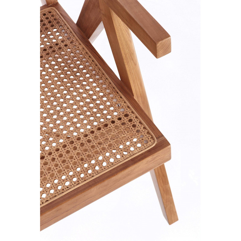 FAUTEUIL LOUNGE SALON CANNAGE GALIA BOIS DE TECK