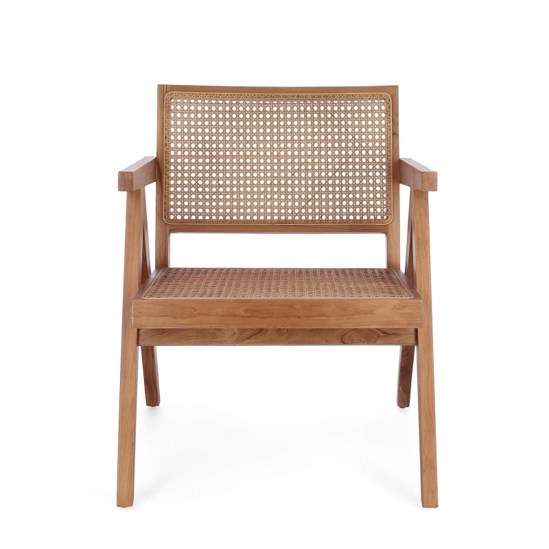 FAUTEUIL LOUNGE SALON CANNAGE GALIA BOIS DE TECK
