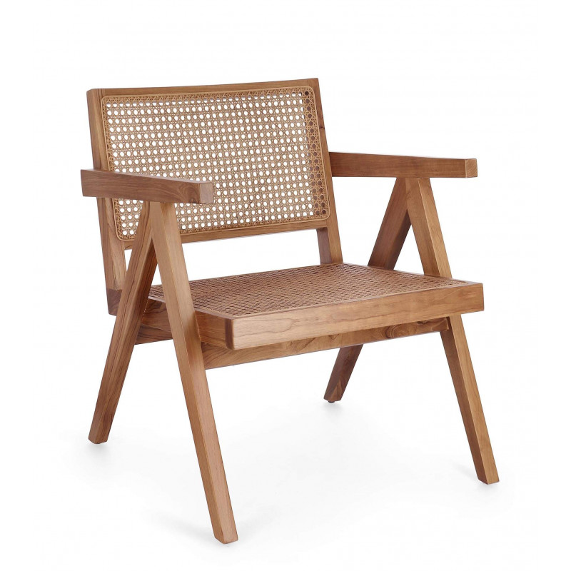 FAUTEUIL LOUNGE SALON CANNAGE GALIA BOIS DE TECK