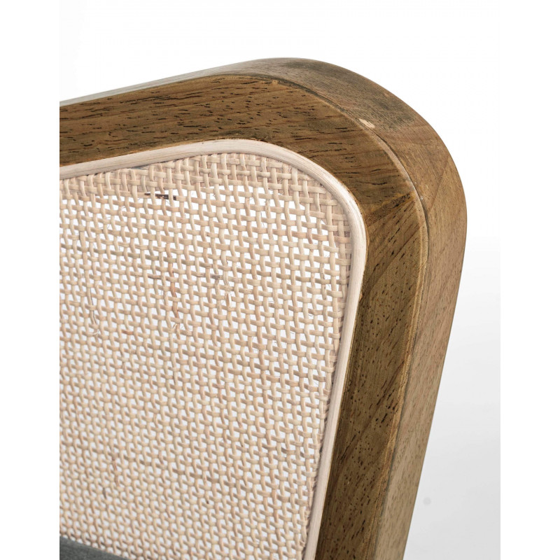 Petit Fauteuil Déco Velours et Cannage VIRNA - Le Chaisier