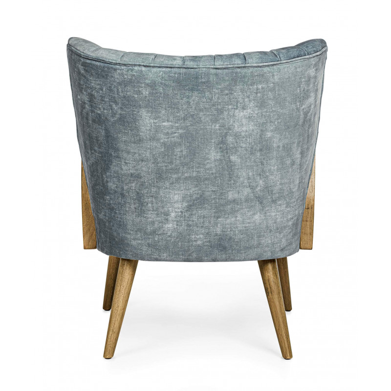 PETIT FAUTEUIL DÉCO VELOURS ET CANNAGE VIRNA BLEU