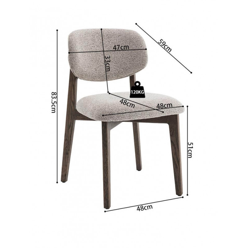 CHAISE EN CHÊNE ET TISSU SCANDINAVE CARMEN