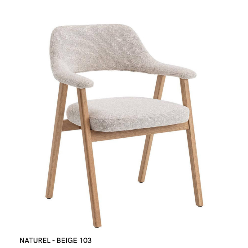 Fauteuil en Chêne et Tissu Scandinave CORALIE - Le Chaisier