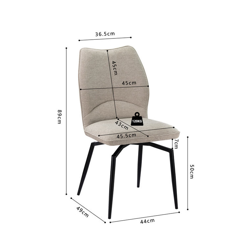 CHAISE EN TISSU PIVOTANTE LARA BEIGE