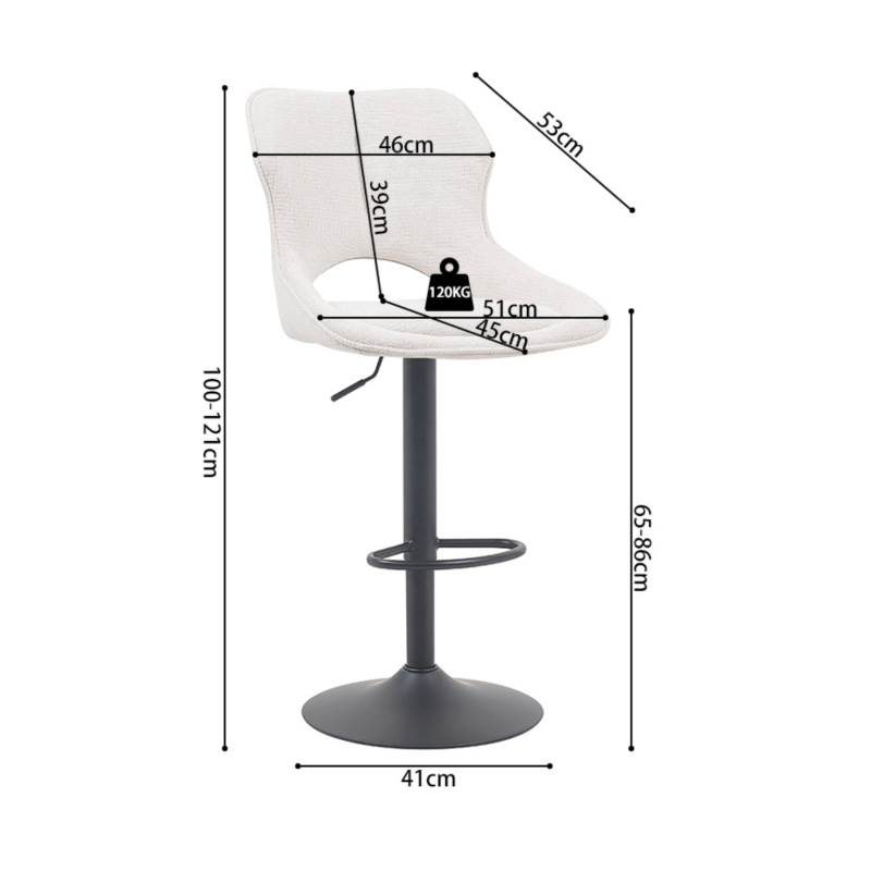 TABOURET RÉGLABLE PIVOTANT MORI EN TISSU BEIGE