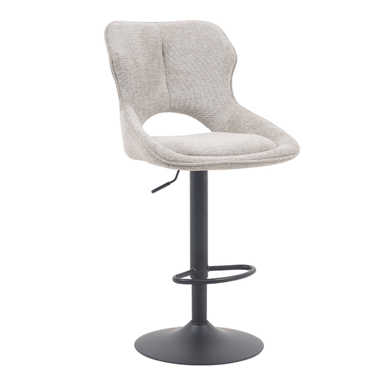 TABOURET RÉGLABLE PIVOTANT MORI EN TISSU GRIS CLAIRE