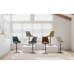 TABOURET CONTEMPORAIN DE BAR PIVOTANT ET RÉGLABLE FRED