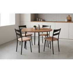 CHAISE DE CUISINE CONTEMPORAINE FLAVIO EN MÉTAL ET SIMILICUIR