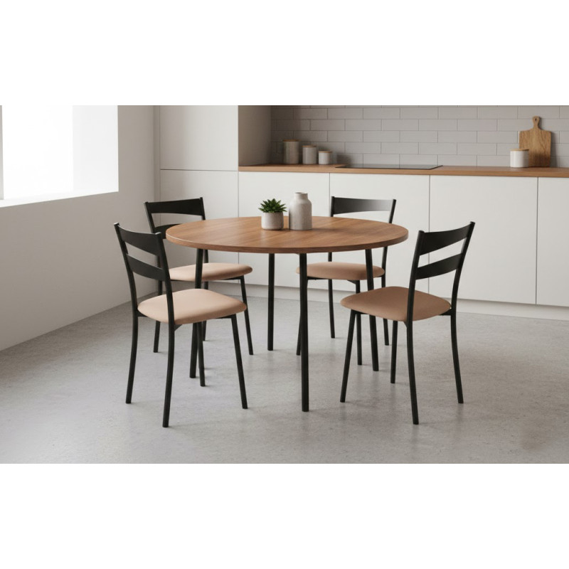 CHAISE DE CUISINE CONTEMPORAINE FLAVIO EN MÉTAL ET SIMILICUIR